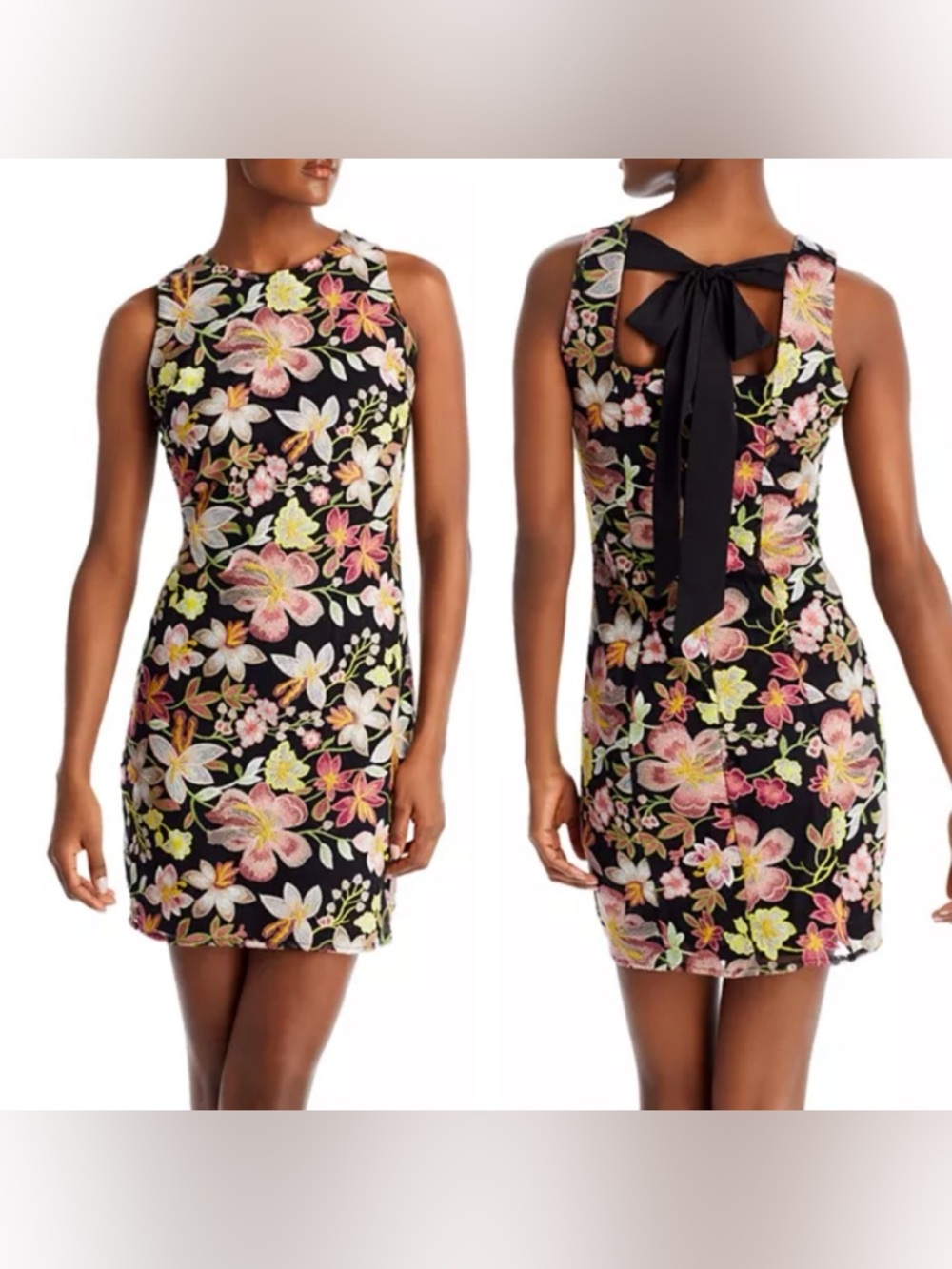 Sam Edelman Sephia Bloom bow back embroidered dress size 4